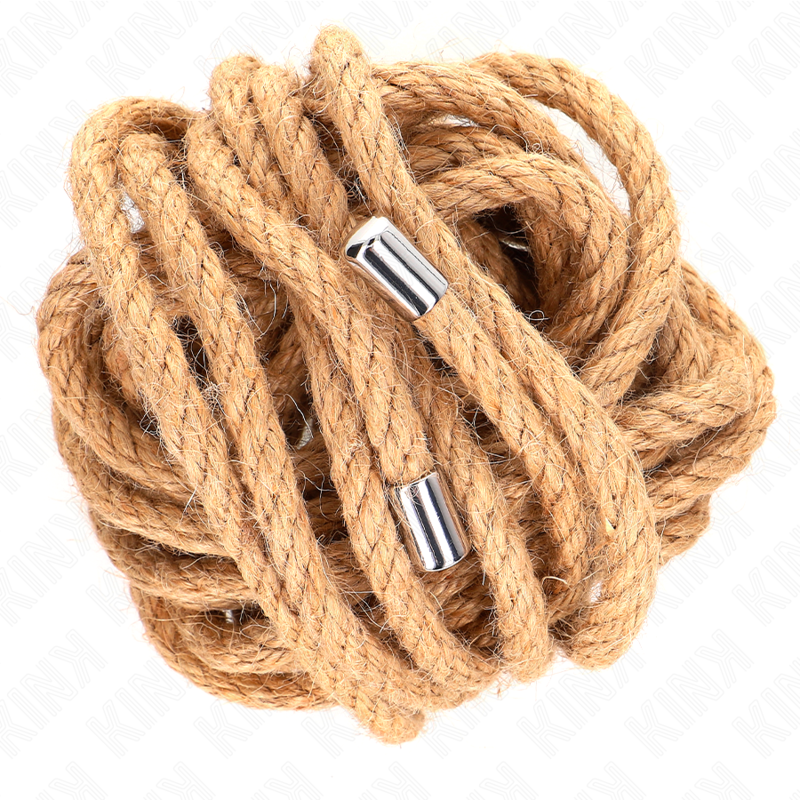 Corde de bondage KINK en chanvre avec embout métallique, 5 m