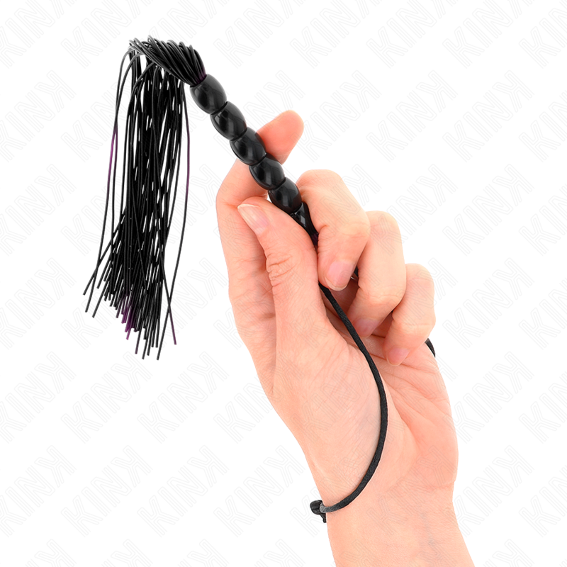 Mini cravache KINK en silicone avec 6 perles noires, 26 cm