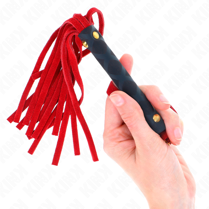 KINK Red Suede Mini, cravache en daim rouge de 30 cm