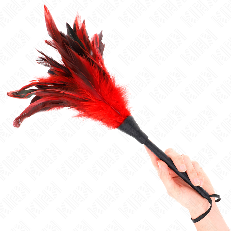 KINK Chatouilleur à plumes avec poignée en forme de corne, 36 cm