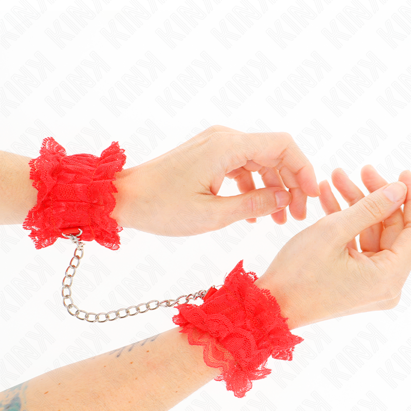 Menottes élastiques rouges en dentelle KINK