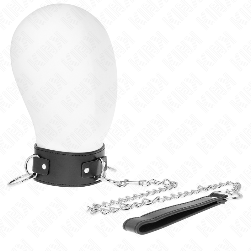 Collier BDSM KINK avec laisse et trois anneaux