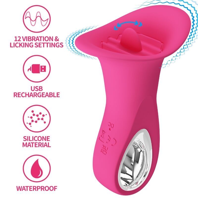 Pretty Love Clyde, vibromasseur à langue avec 12 modes de vibration