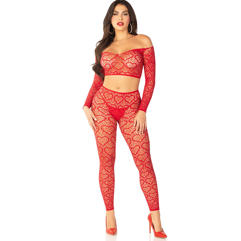 Ensemble lingerie Leg Avenue avec crop top et bas, rouge, taille unique