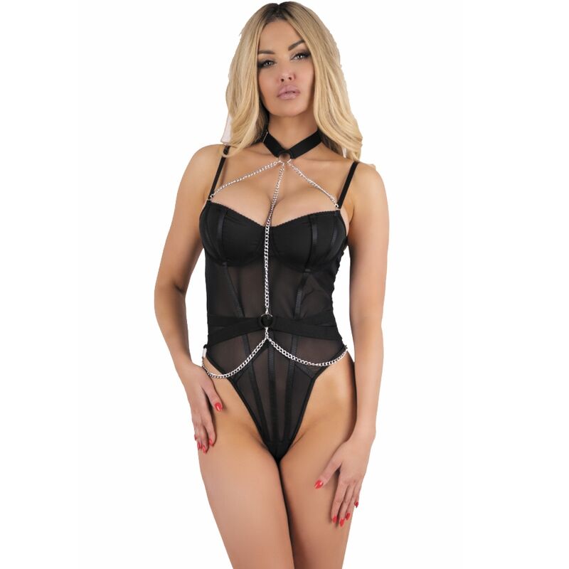 Ensemble sensuel avec peignoir, nuisette et string noir LIVCO CORSETTI FASHION