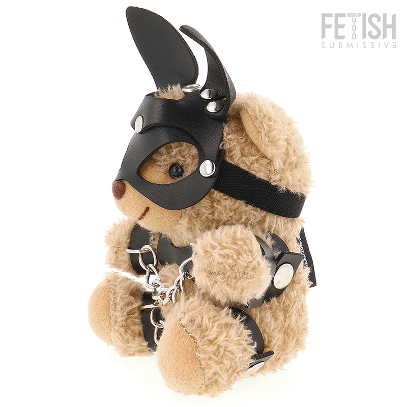FETISH SUBMISSIVE Mishka, peluche avec masque à oreilles de lapin