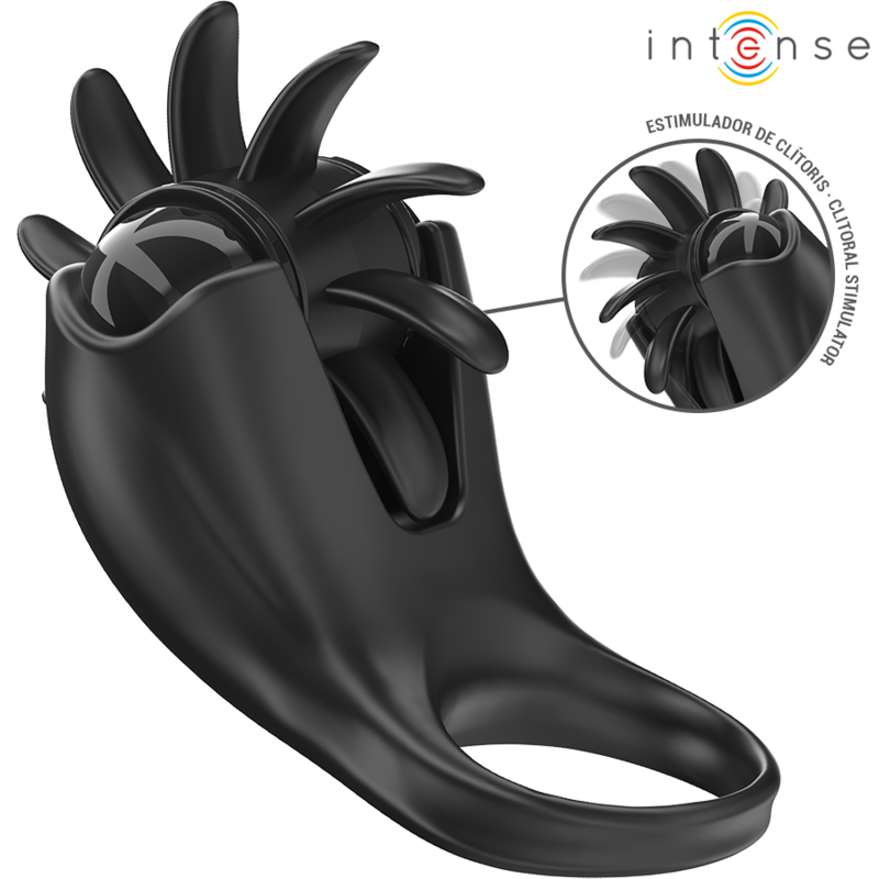 Anneau pénien vibrant INTENSE Mabel avec stimulateur clitoridien