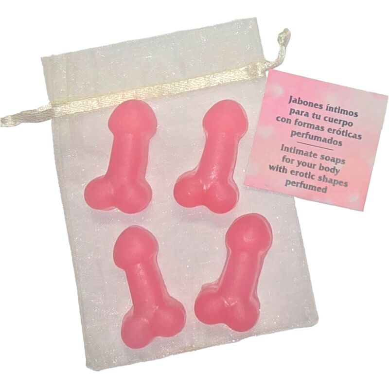 DIABLO PICANTE Mini savons en forme de pénis, 4 pièces, rose