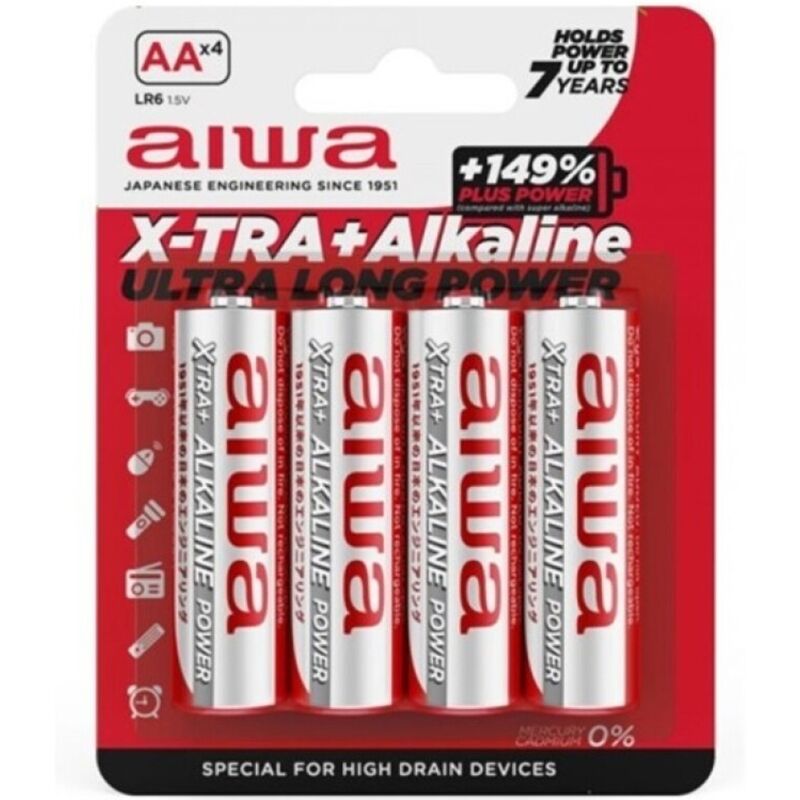 Piles alcalines AA AIWA X TRA, lot de 4
