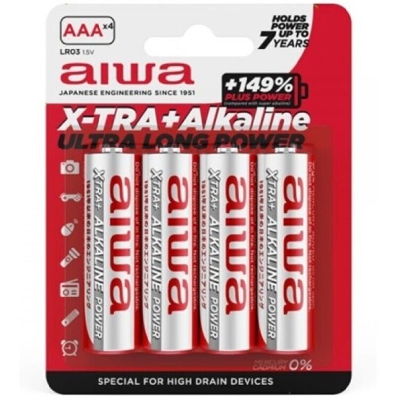 Piles alcalines AIWA X TRA AAA LR03, 4 pièces
