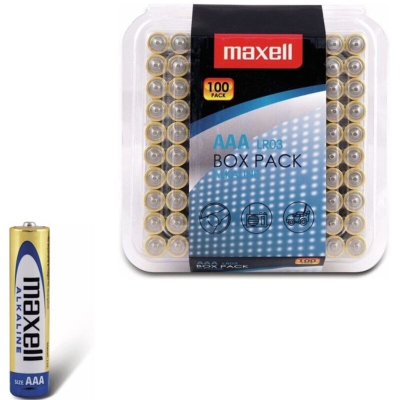 Lot de 100 piles AAA alcalines longue durée et fiables MAXELL