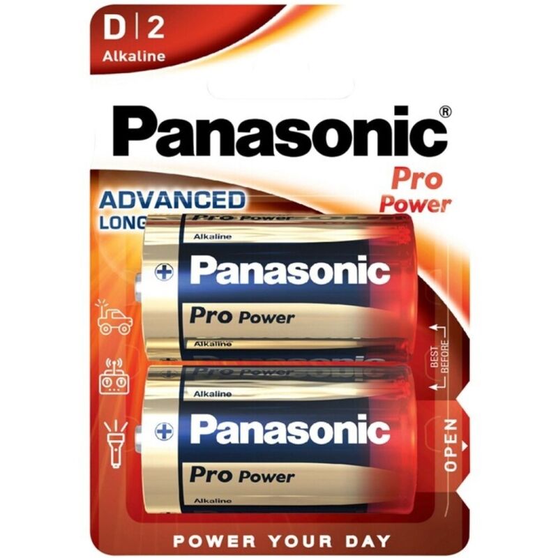 Pile alcaline D LR20 haute capacité, longue durée, pack de 2 PANASONIC