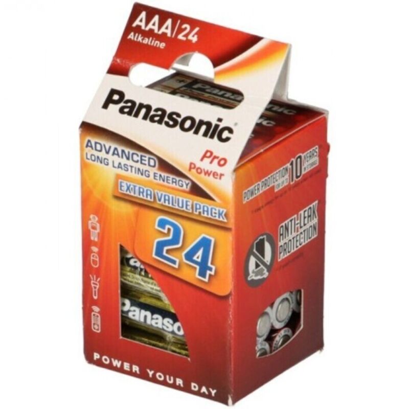 Piles AAA alcalines PANASONIC, lot de 24, longue durée pour tes appareils