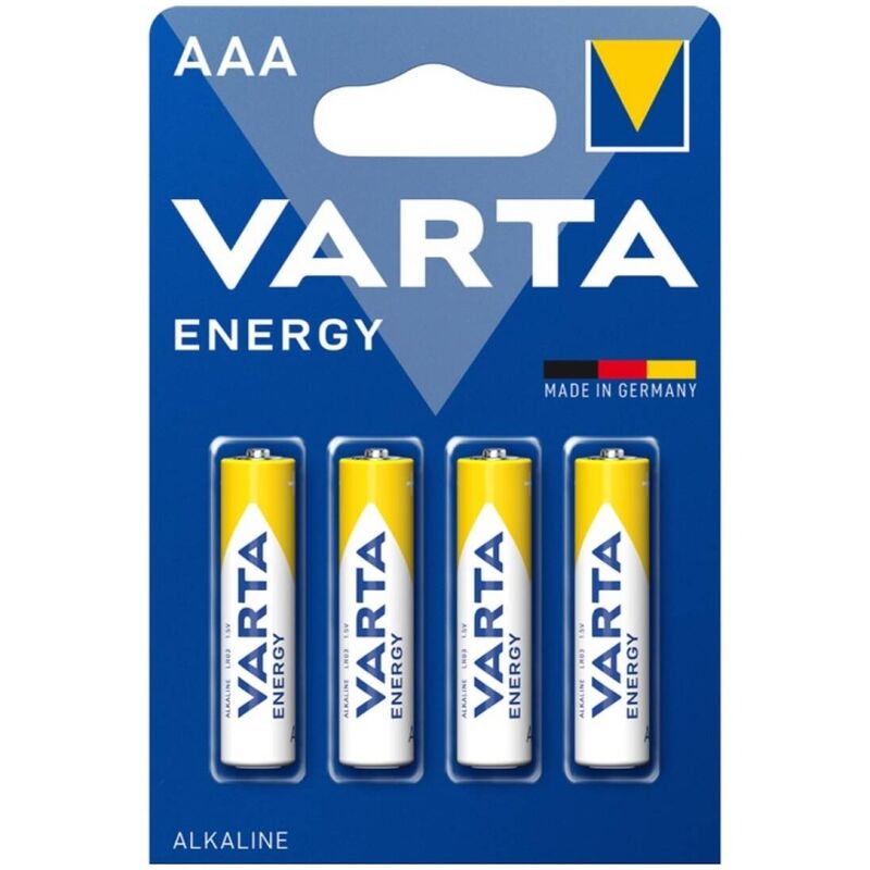 Piles AAA alcalines, lot de 4, énergie longue durée pour petits appareils VARTA