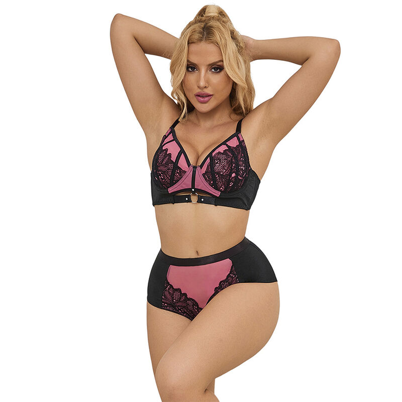 Ensemble de lingerie SUBBLIME rose avec soutien gorge push up, S/M