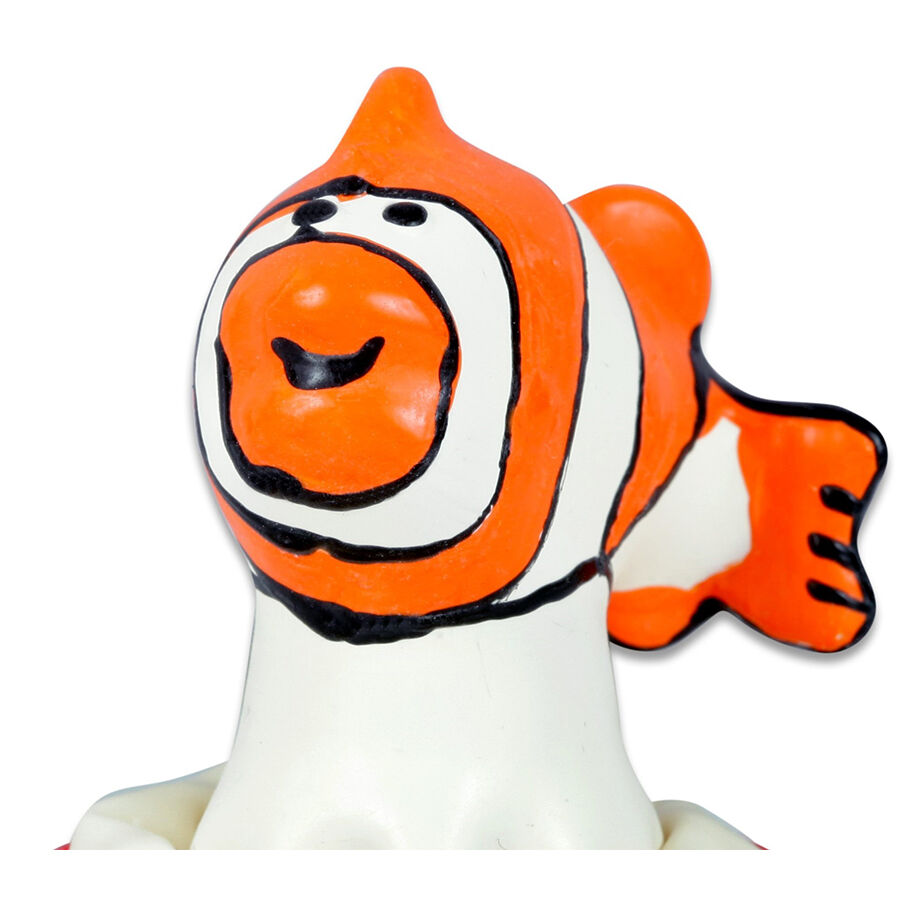 Préservatif fantaisie CONDOMERIE peint à la main, avec un poisson orange