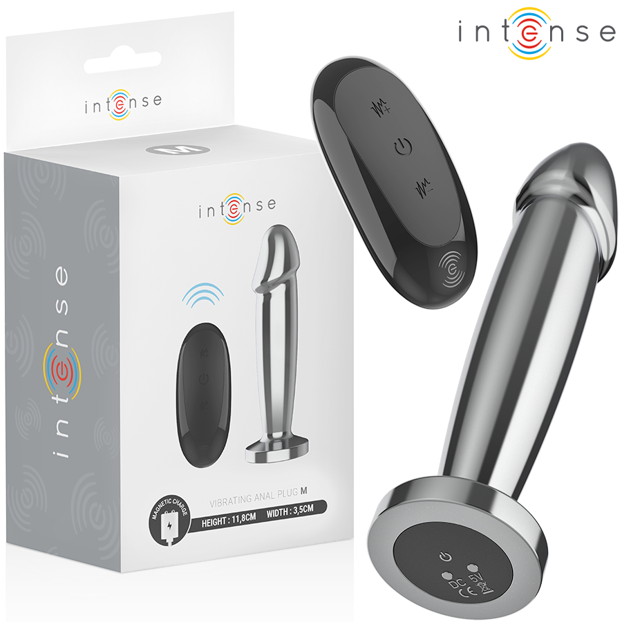 Plug anal vibrant INTENSE en aluminium avec télécommande, taille M