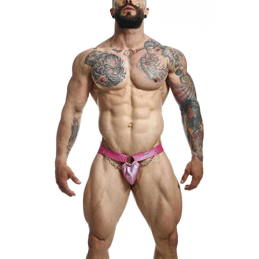 Jockstrap en similicuir PU avec poche à chaîne, respirant, taille unique, rose MOB