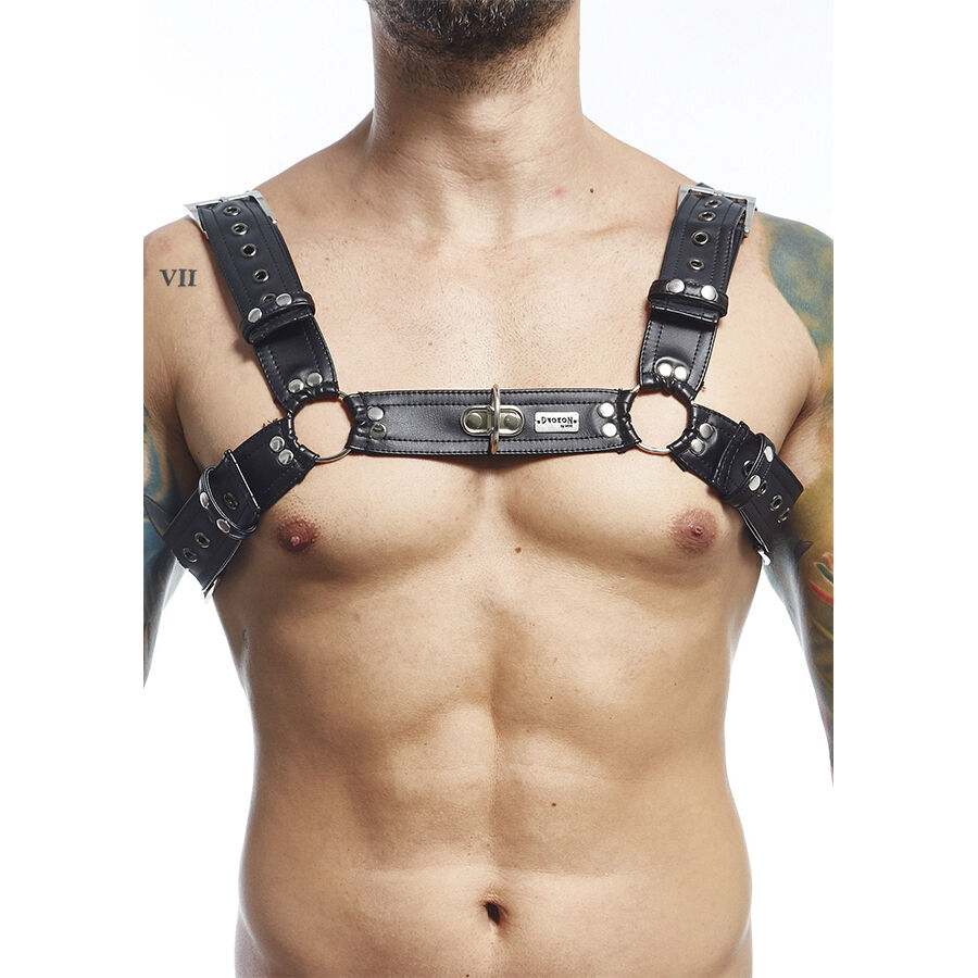 Ceinture harnais réglable en similicuir pour looks fétichistes noirs MOB