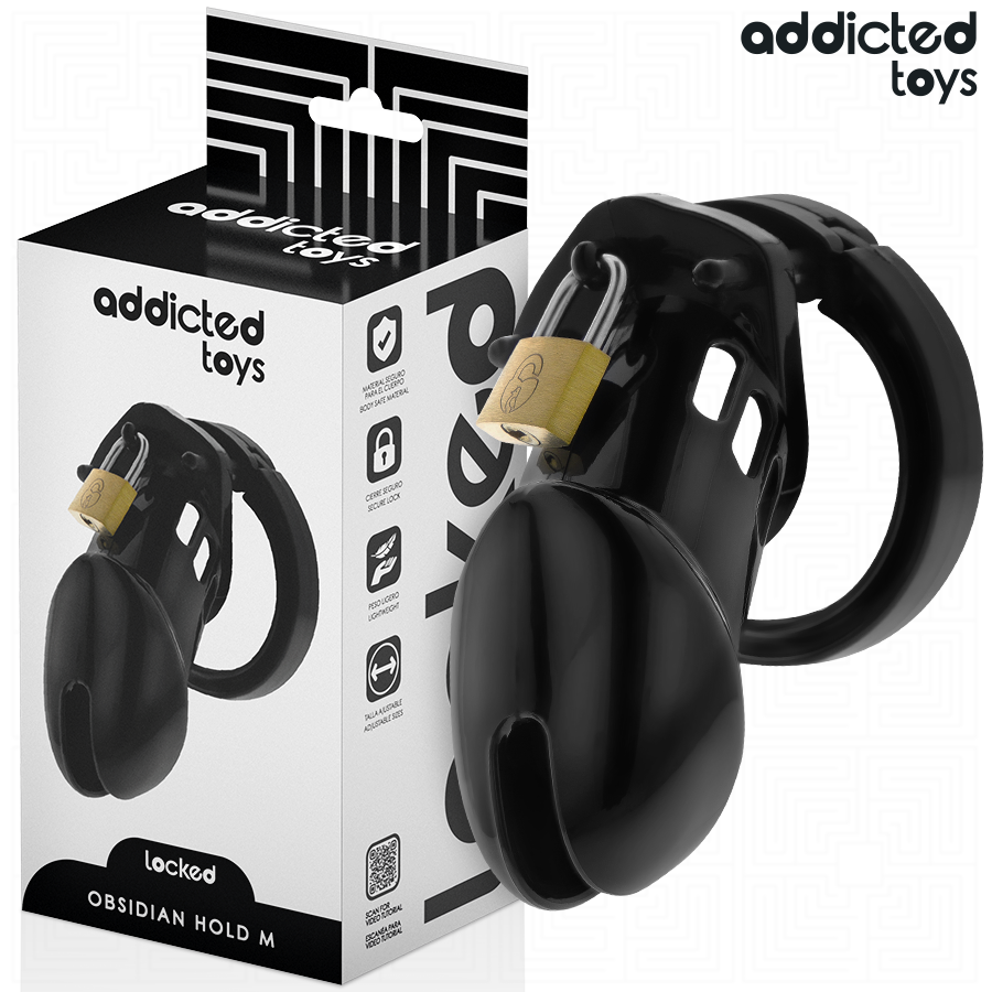 ADDICTED TOYS LOCKED Obsidian Hold cage de chasteté taille M