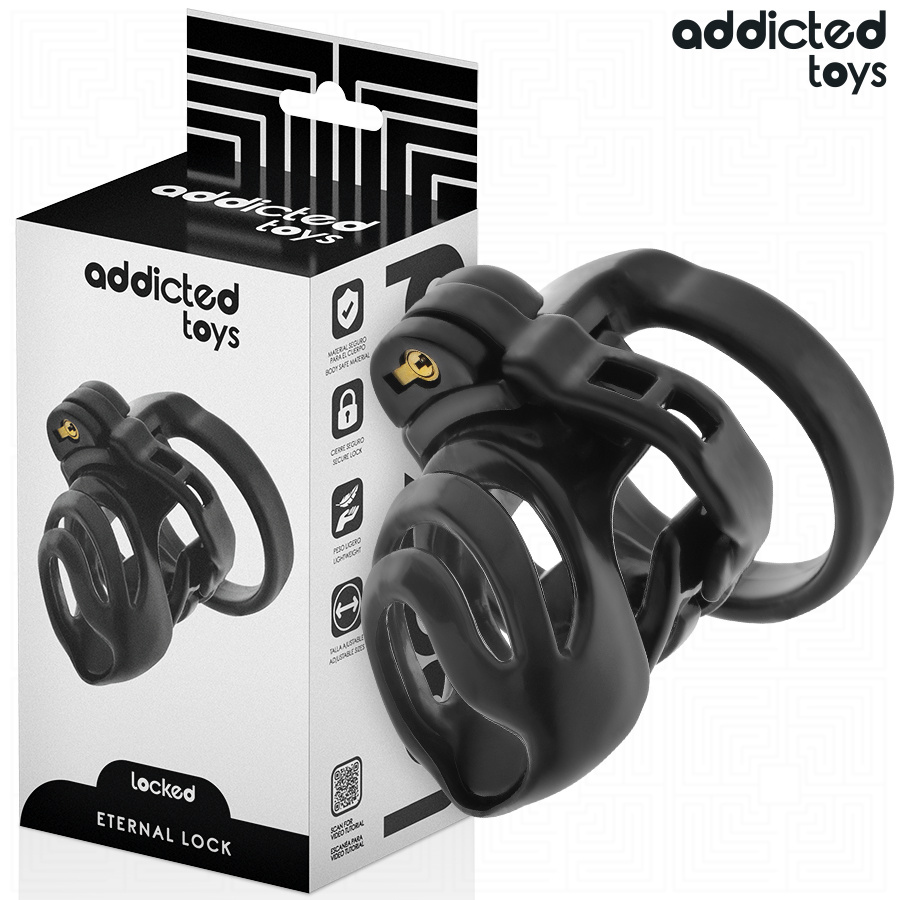 ADDICTED TOYS LOCKED Eternal Lock cage de chasteté avec stimulateur urétral