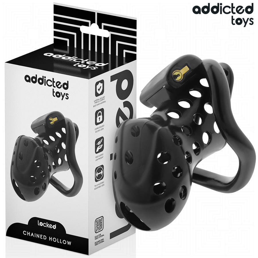 ADDICTED TOYS LOCKED Chained Hollow, cage de chasteté avec quatre anneaux