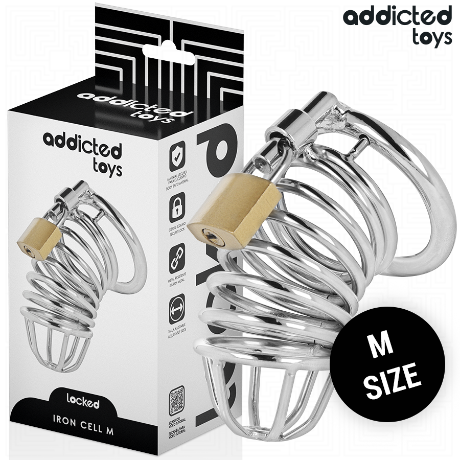ADDICTED TOYS LOCKED Iron Cell cage de chasteté en métal, taille M