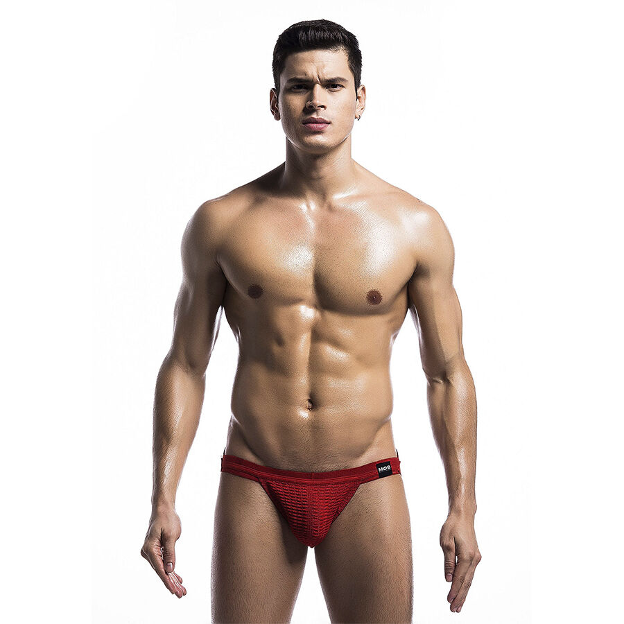 Maillot de bain jockstrap fetish rouge en lycra, taille L, sculptant et confortable MOB