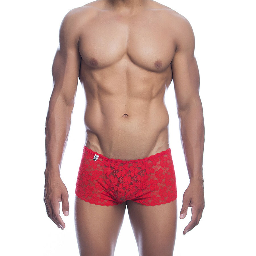 Boxer rouge en dentelle transparente avec taille élastique L XL MOB