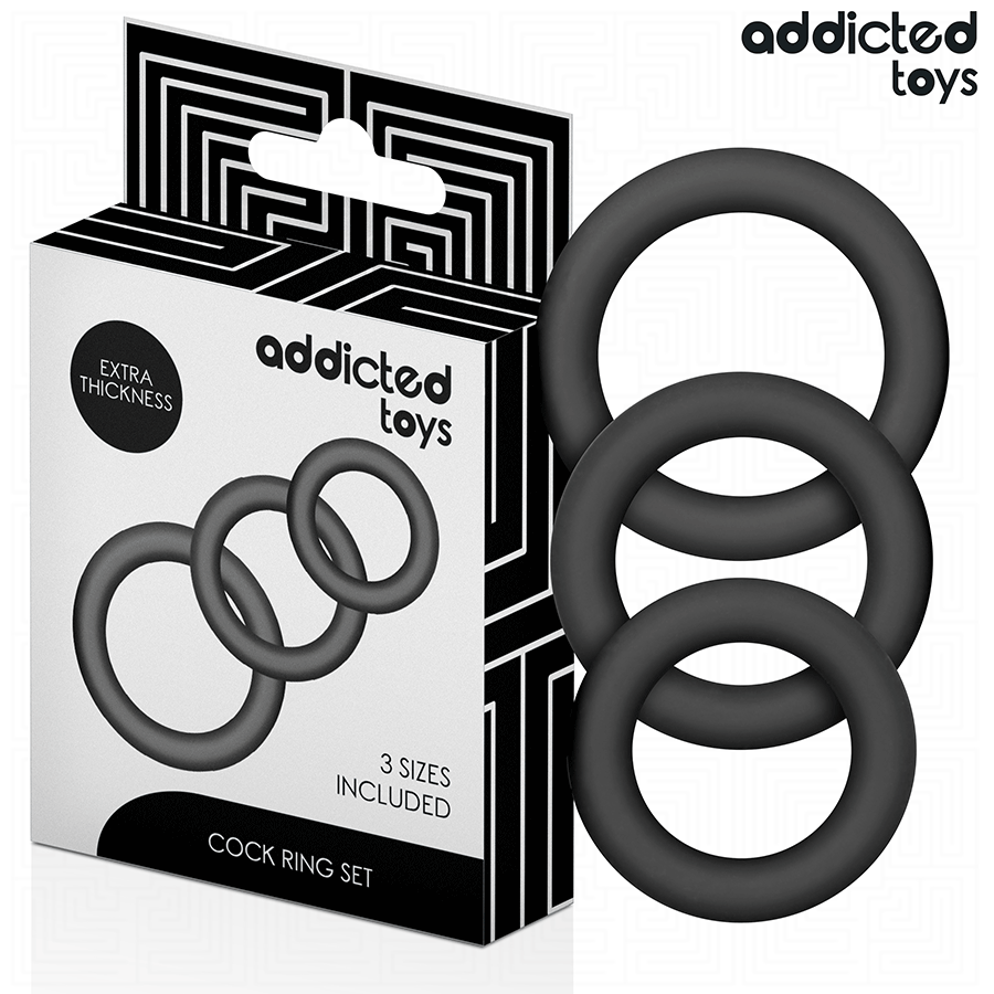 ADDICTED TOYS Set de 3 anneaux péniens en silicone, modèle 1