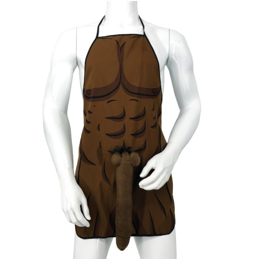 DIABLO PICANTE Tablier avec torse musclé imprimé et détail pénis en 3D