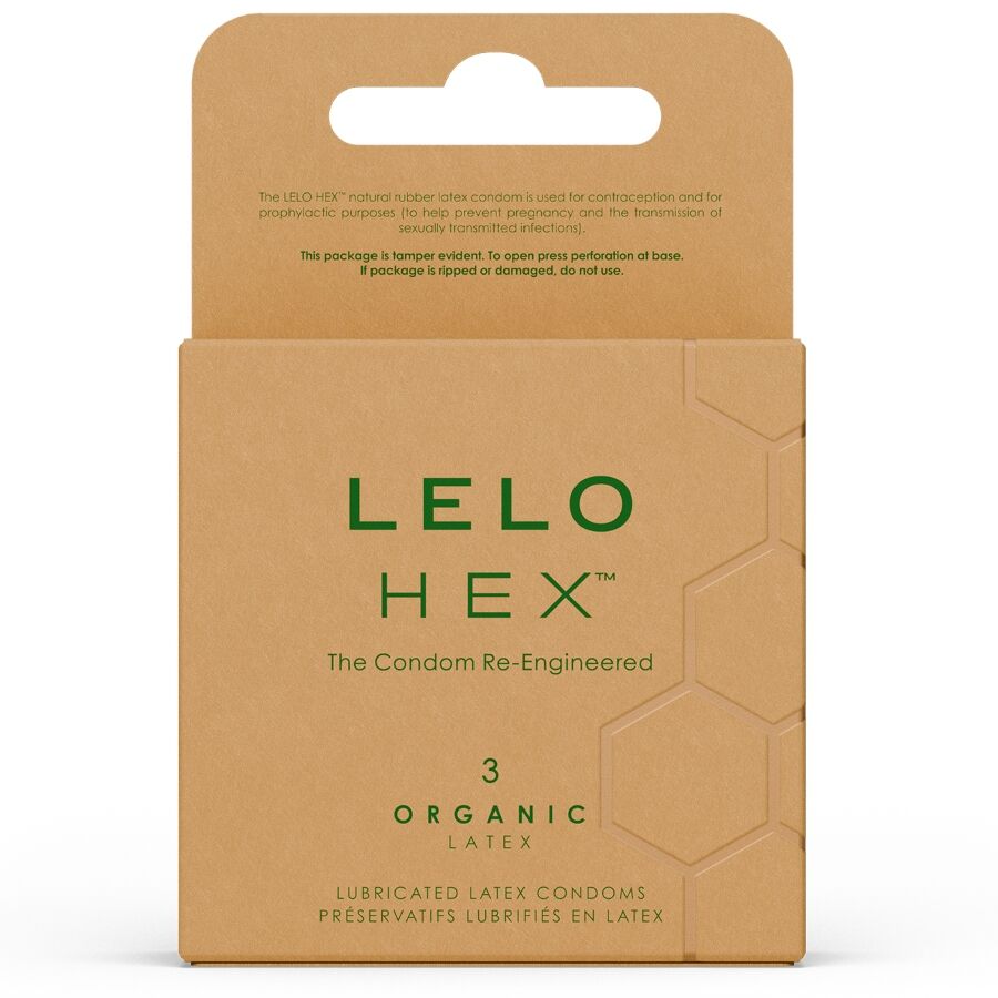 Préservatifs LELO HEX Organic à structure hexagonale, 3 pièces