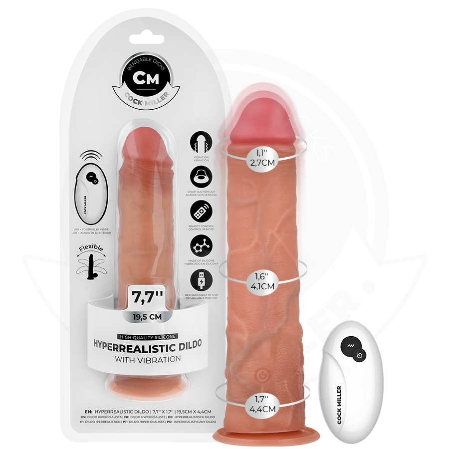 Gode réaliste en silicone avec ventouse et télécommande COCK MILLER