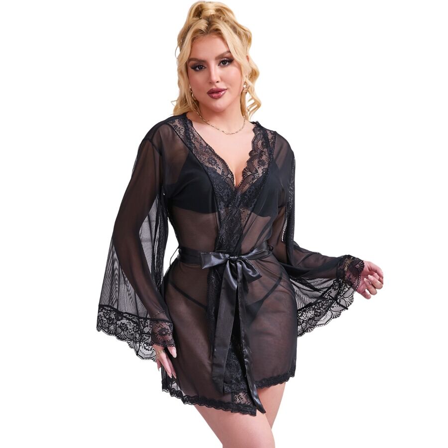Babydoll transparent en dentelle et tulle pour des nuits sensuelles S M SUBBLIME
