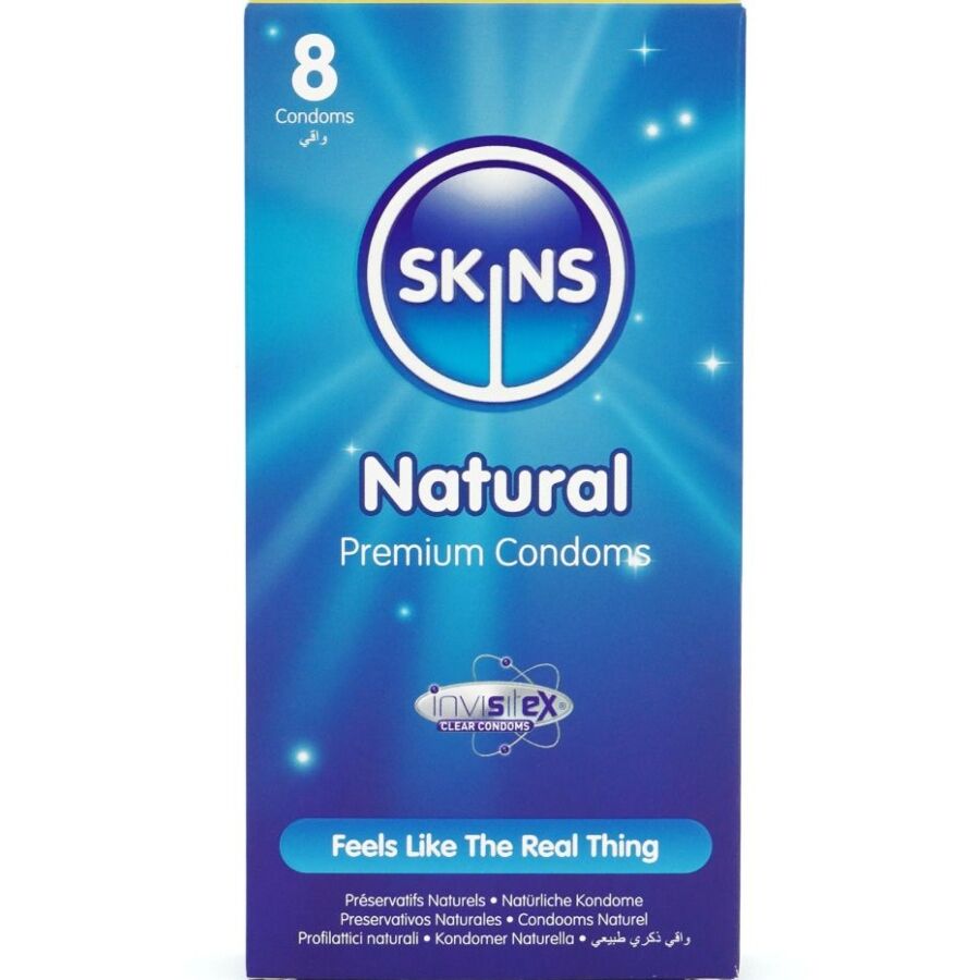 Préservatifs classiques SKINS Natural, 8 pièces