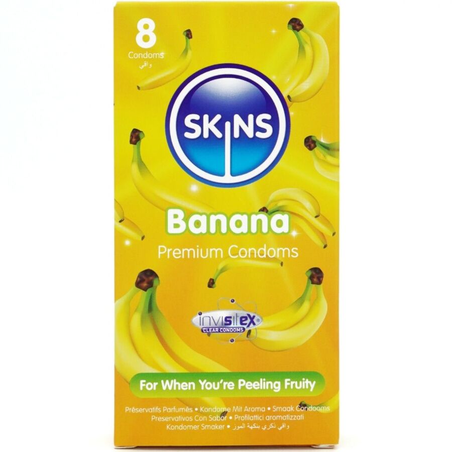 Préservatifs SKINS goût banane, 8 pièces
