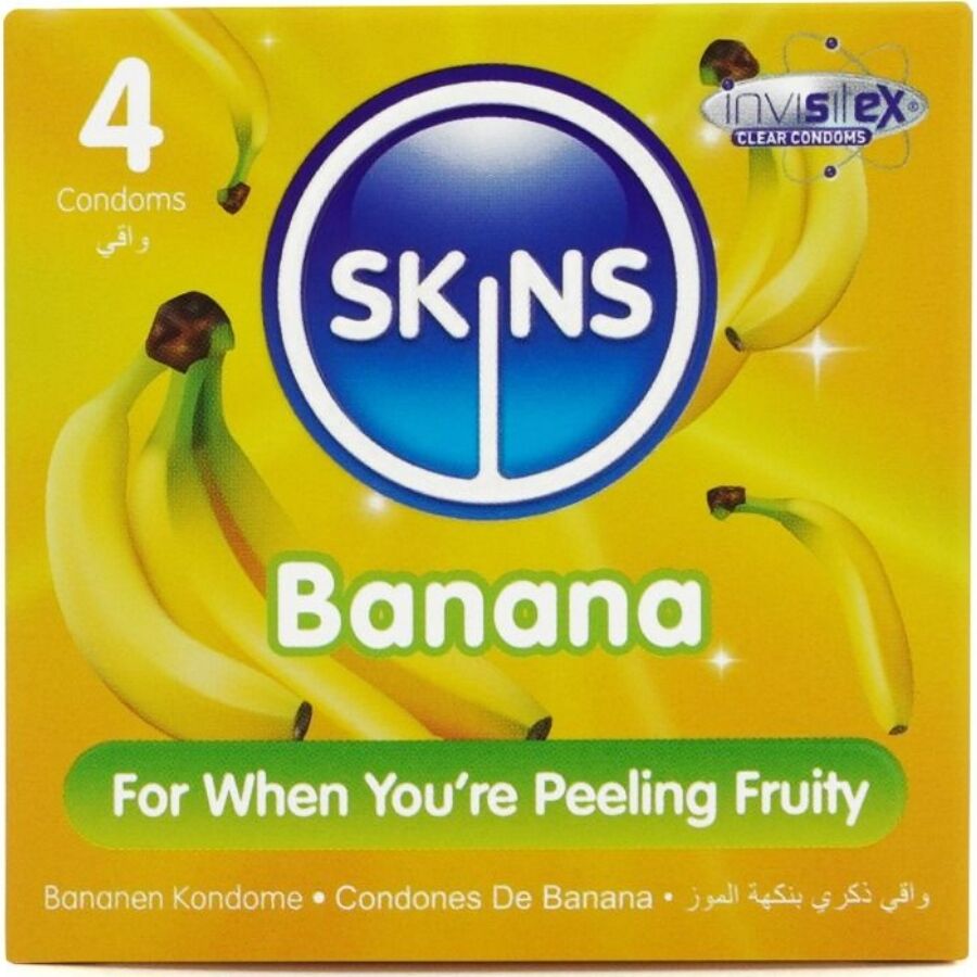 Préservatifs SKINS Banana Premium goût banane, 4 pièces