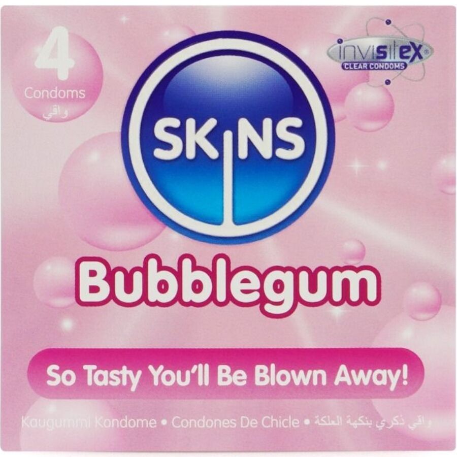 Préservatifs SKINS goût bubble-gum, 4 pièces
