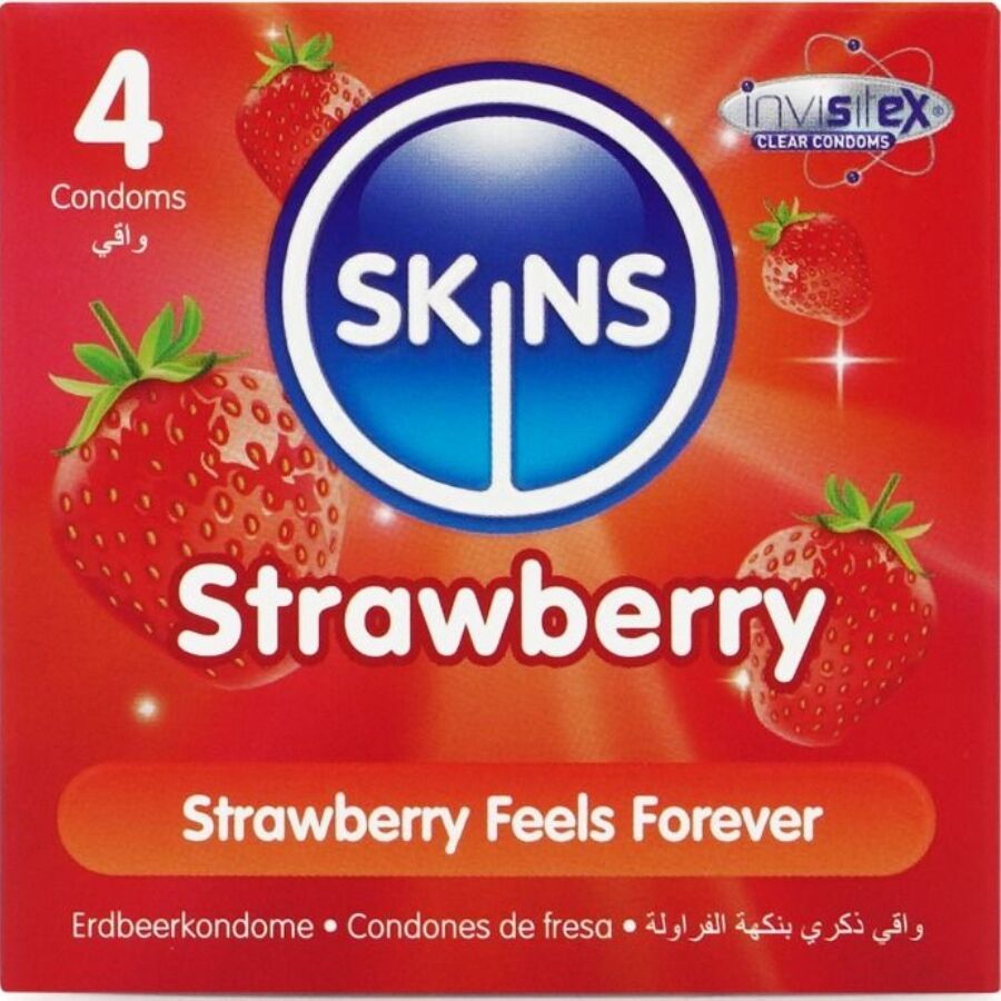 Préservatifs SKINS à la fraise, 4 pièces