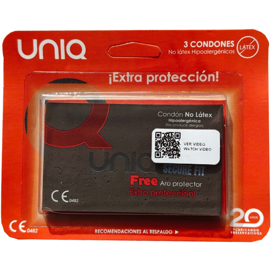 Préservatifs sans latex UNIQ SecureFit, 3 pièces