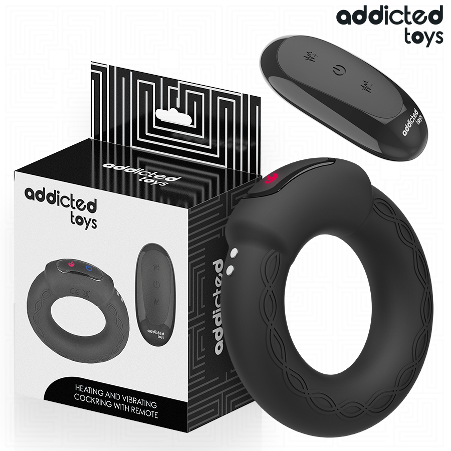 Anneau pénien vibrant ADDICTED TOYS avec fonction chauffante et télécommande