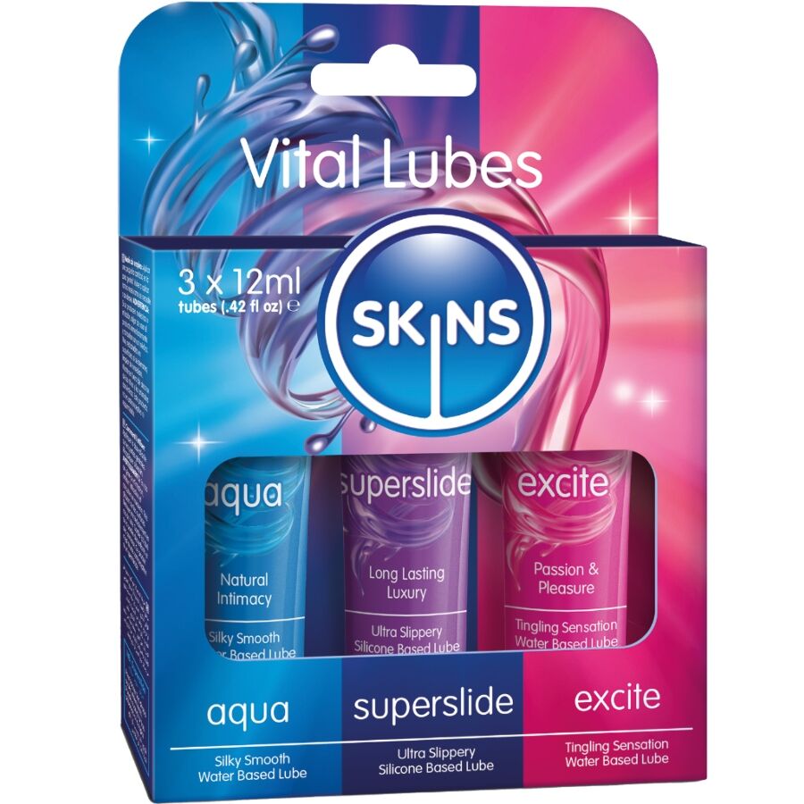 Coffret SKINS Vital Lubes avec 3 gels lubrifiants de 12 ml