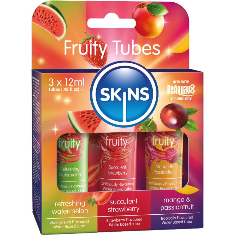 Kit de lubrifiants fruités SKINS Fruity Lubes : lubrifiant aux trois saveurs de fruits