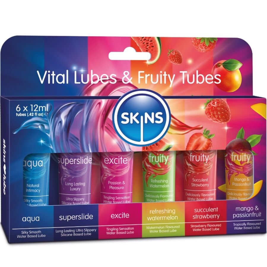 Kit de lubrifiants SKINS Vital & Fruity, 6 gels lubrifiants