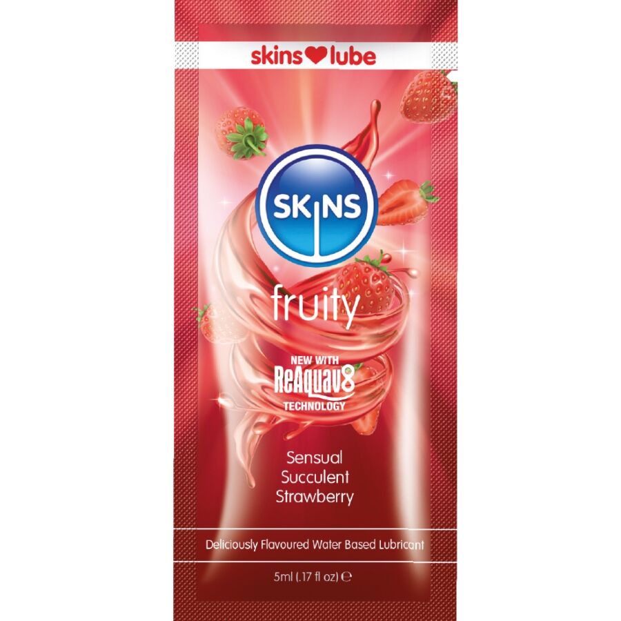 SKINS Fruity lubrifiant à la fraise à base d’eau, 5 ml