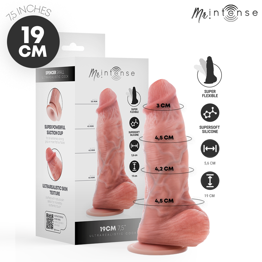 Dildo en silicone MR. INTENSE Spencer Small avec ventouse, 19 cm