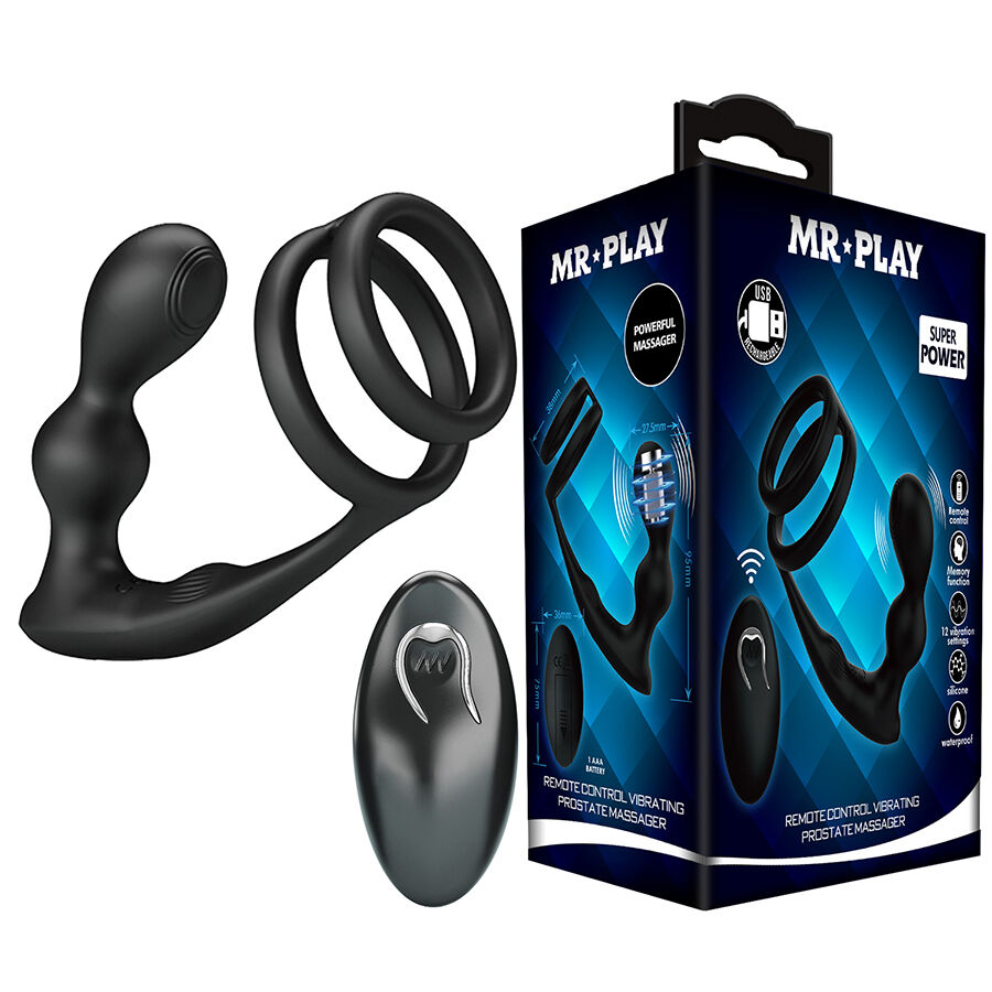 Plug anal vibrant MR PLAY avec anneau pénien et télécommande