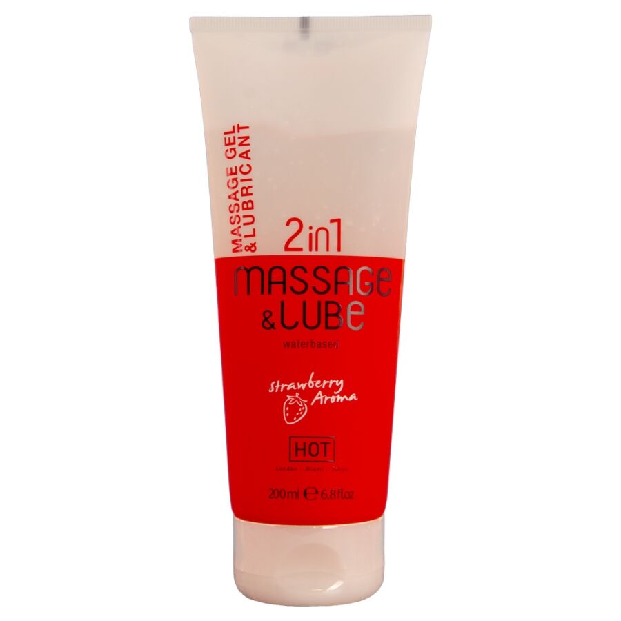 Gel de massage et lubrifiant HOT à la fraise, 200 ml