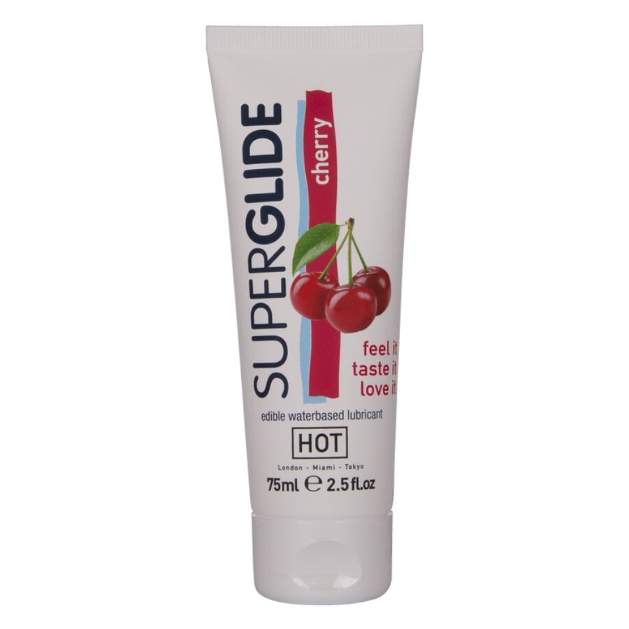 Gel lubrifiant comestible HOT Superglide goût cerise, 75 ml