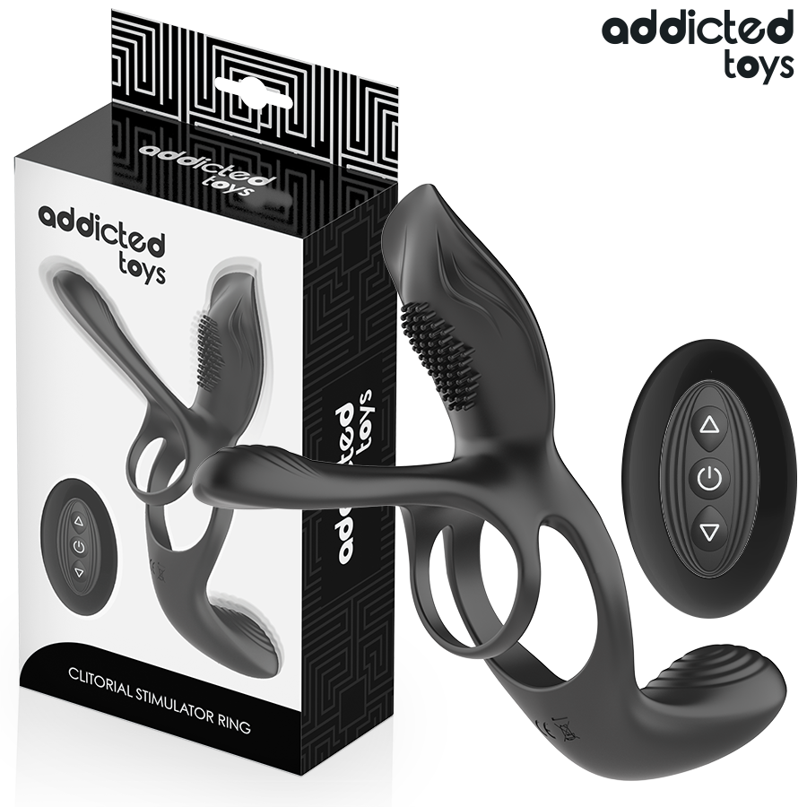 Anneau pénien vibrant Addicted Toys avec stimulateur clitoridien